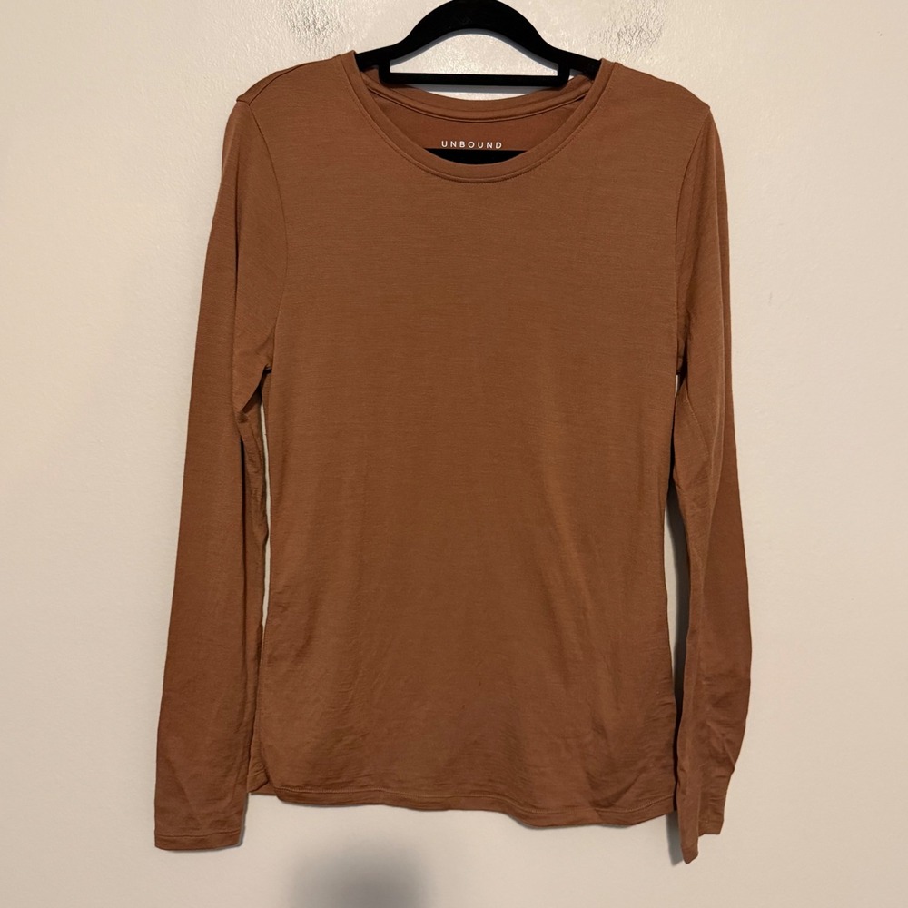 Unbound Merino Shirt S Rust Brown Merino Wool Long Sleeve Crew Neck gorpcore